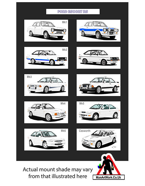 Ford Escort RS White Cars A4 Art Print