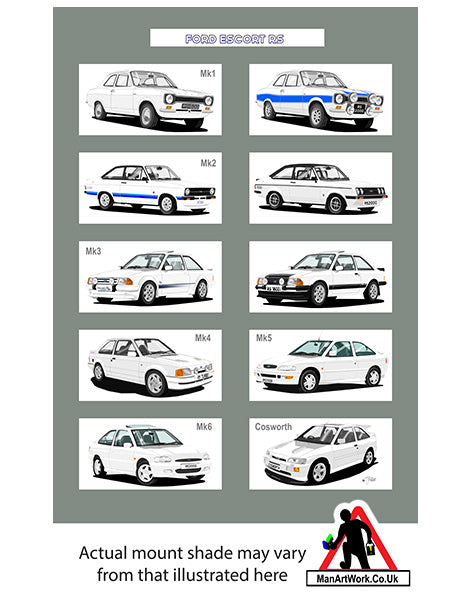 Ford Escort RS White Cars A4 Art Print