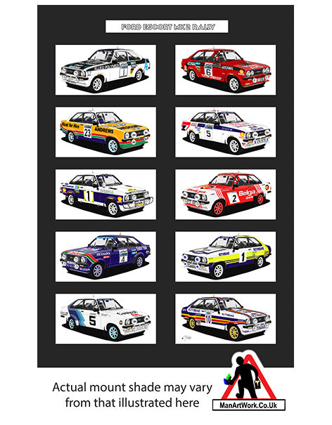 Ford Escort Mk2 Rally cars A4 Art Print