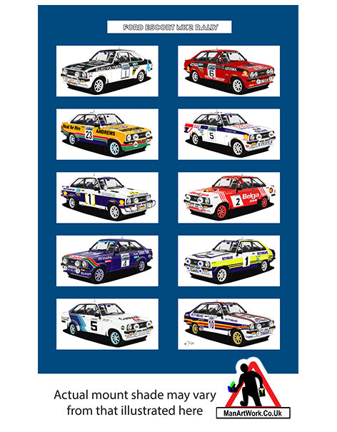 Ford Escort Mk2 Rally cars A4 Art Print