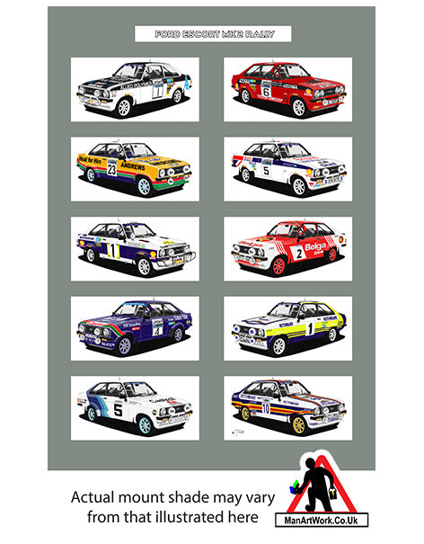 Ford Escort Mk2 Rally cars A4 Art Print