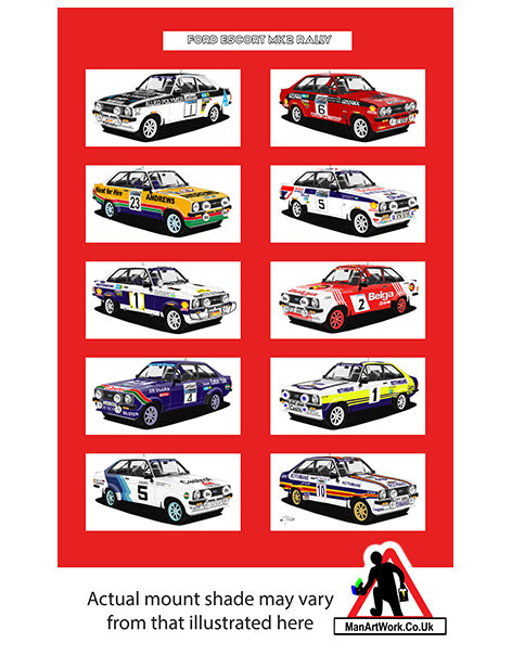 Ford Escort Mk2 Rally cars A4 Art Print