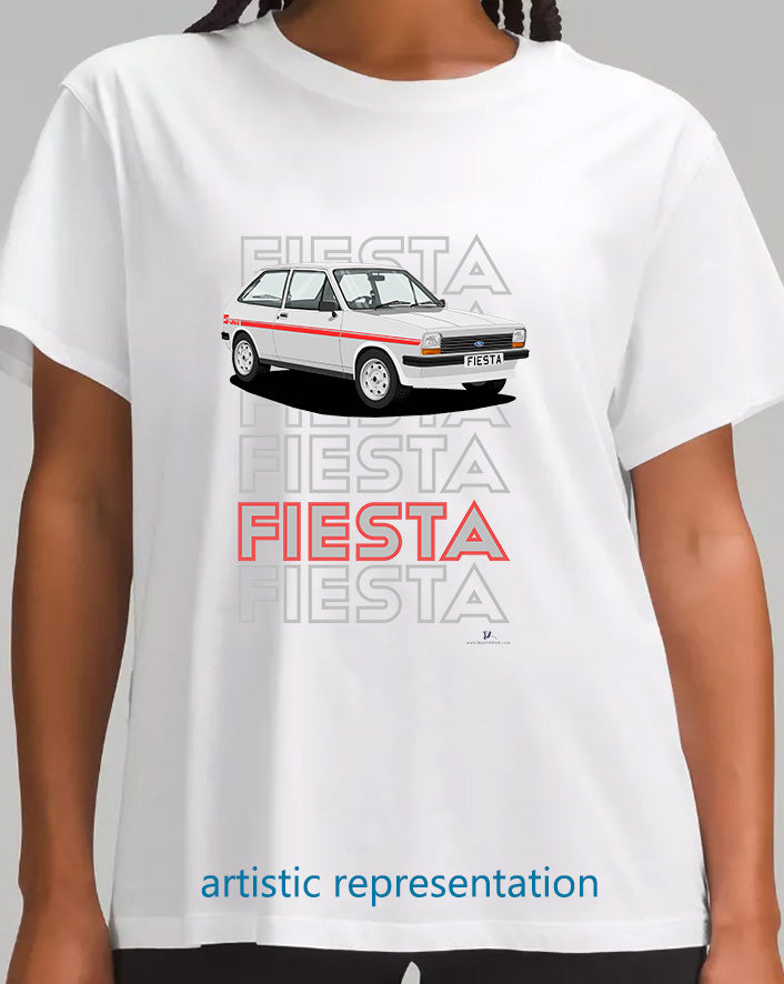 Ford Fiesta Mk1 S in Silver & Red T Shirt