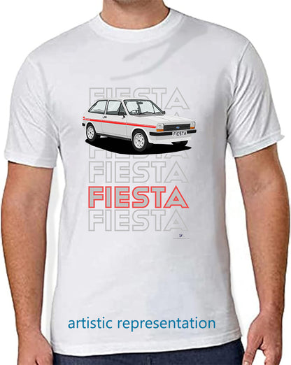 Ford Fiesta Mk1 S in Silver & Red T Shirt