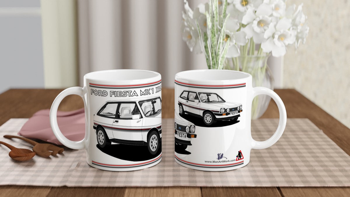 Ford Fiesta MK1 XR2 in White Art Car Mug