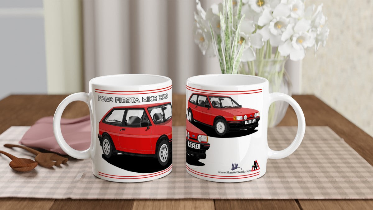 Ford Fiesta Mk2 XR2 in Red Art Mug