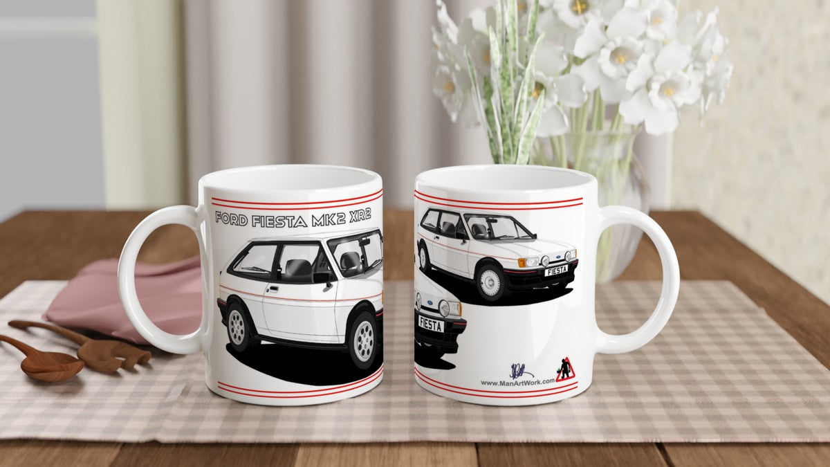 Ford Fiesta Mk2 XR2 in White Art Mug