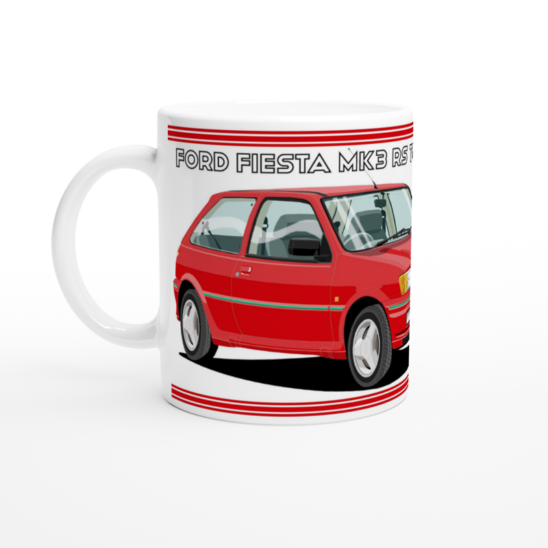 Ford Fiesta Mk3 RS Turbo in Red Art Mug