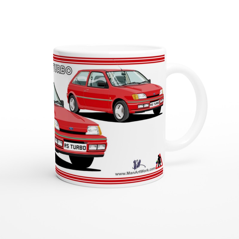 Ford Fiesta Mk3 RS Turbo in Red Art Mug