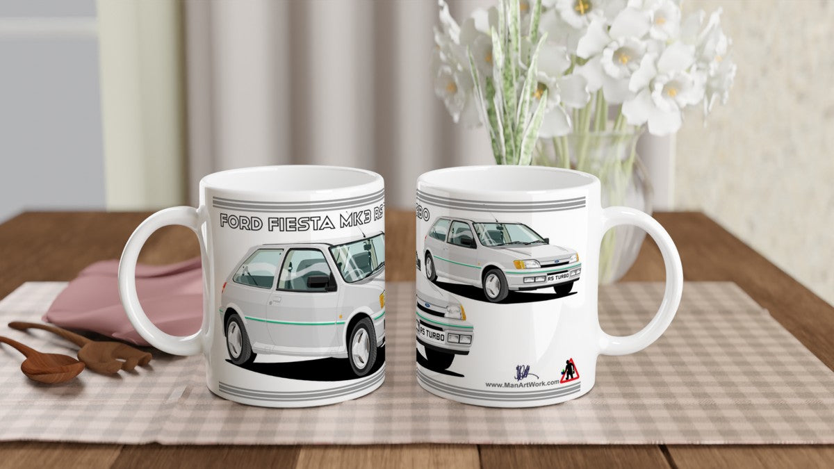 Ford Fiesta Mk3 RS Turbo in Silver Art Mug