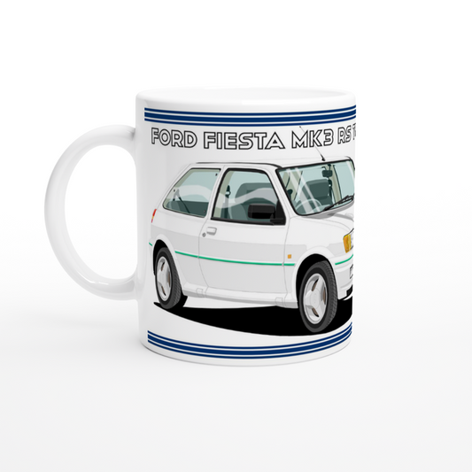 Ford Fiesta Mk3 RS Turbo in White Art Mug