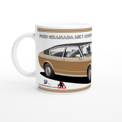 Ford Granada Mk1 Coupe in Gold Art Mug