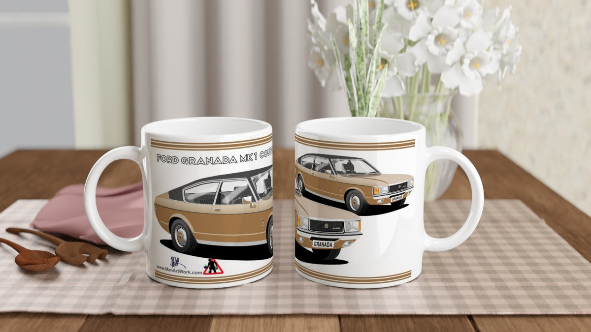 Ford Granada Mk1 Coupe in Gold Art Mug