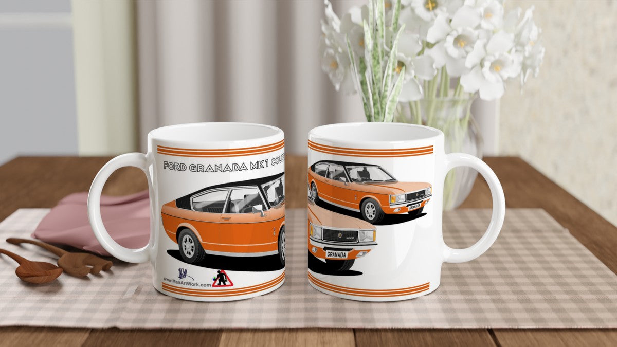 Ford Granada Mk1 Coupe in Orange Art Mug