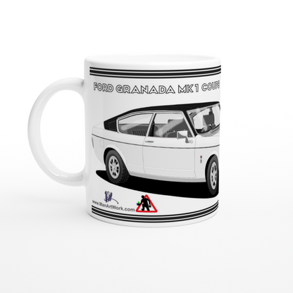 Ford Granada Mk1 Coupe in White Art Mug