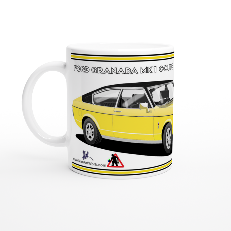 Ford Granada Mk1 Coupe in Yellow Art Mug