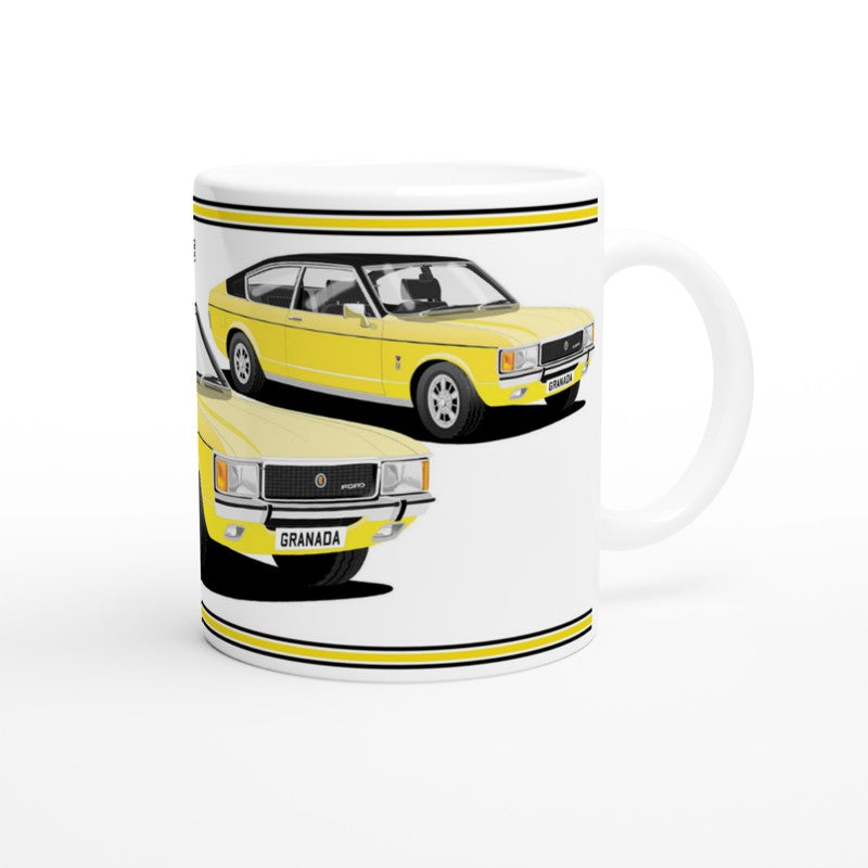 Ford Granada Mk1 Coupe in Yellow Art Mug