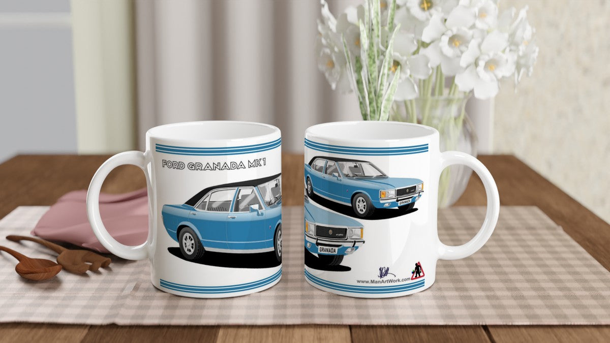 Ford Granada Mk1 Ghia in Blue Art Mug