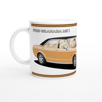 Ford Granada Mk1 Ghia in Gold Art Mug