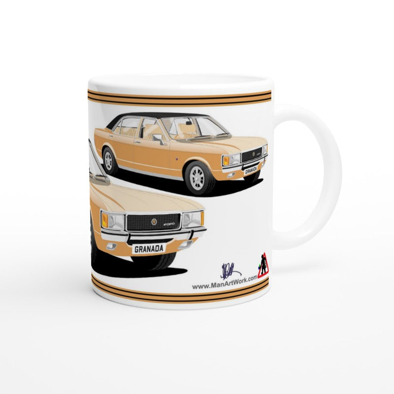 Ford Granada Mk1 Ghia in Gold Art Mug