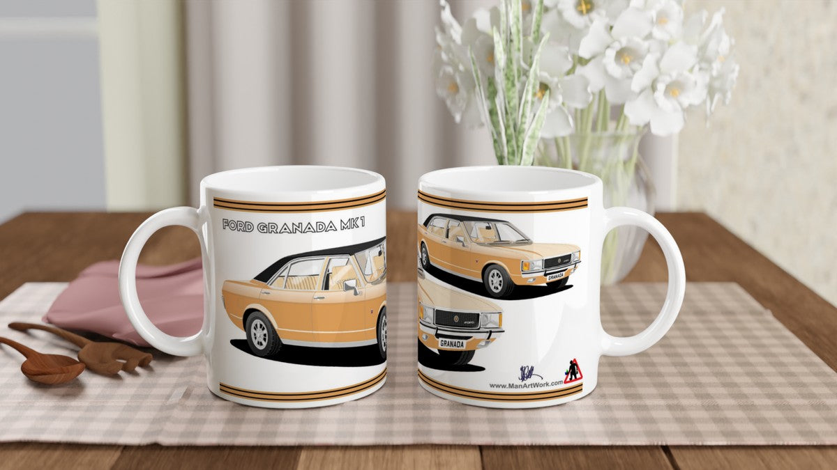 Ford Granada Mk1 Ghia in Gold Art Mug