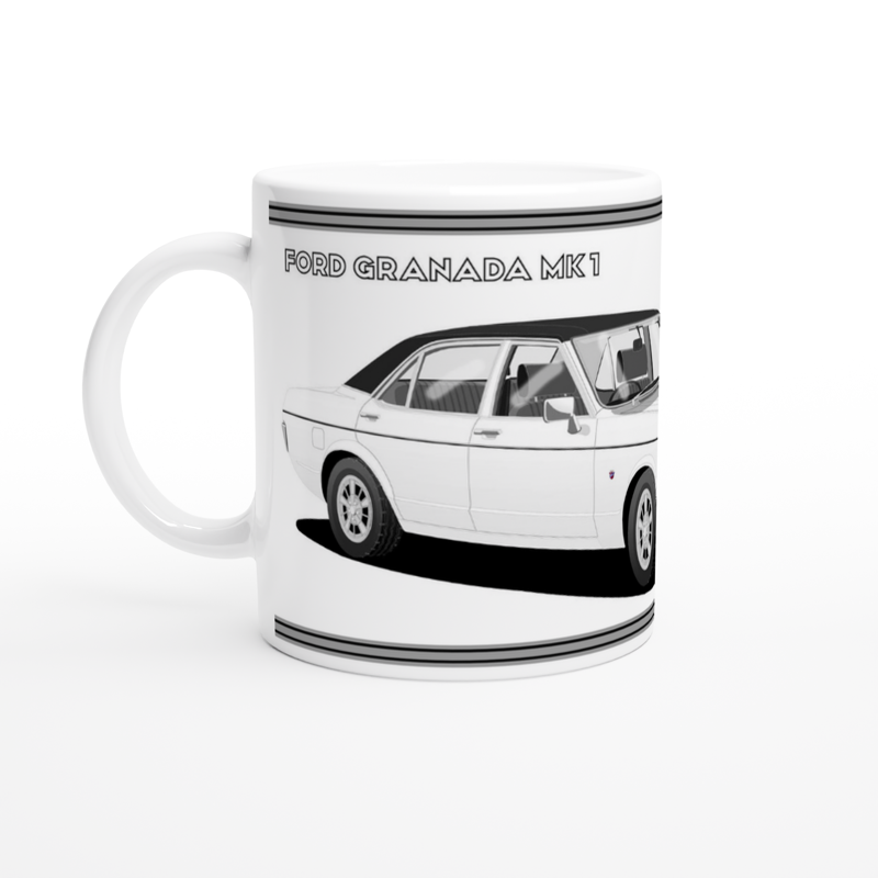 Ford Granada Mk1 Ghia in White Art Mug