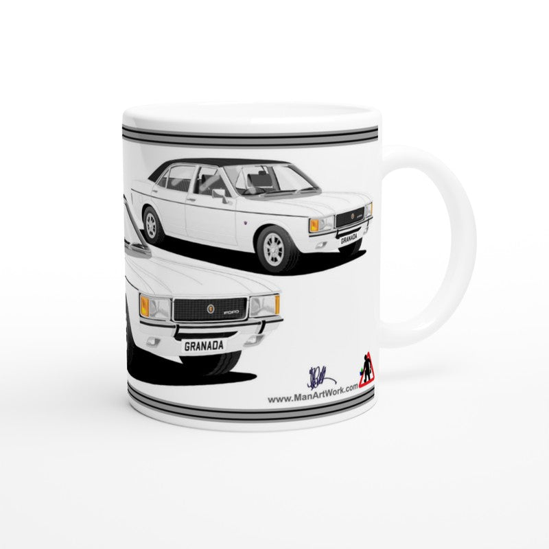 Ford Granada Mk1 Ghia in White Art Mug