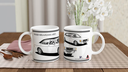 Ford Granada Mk1 Ghia in White Art Mug