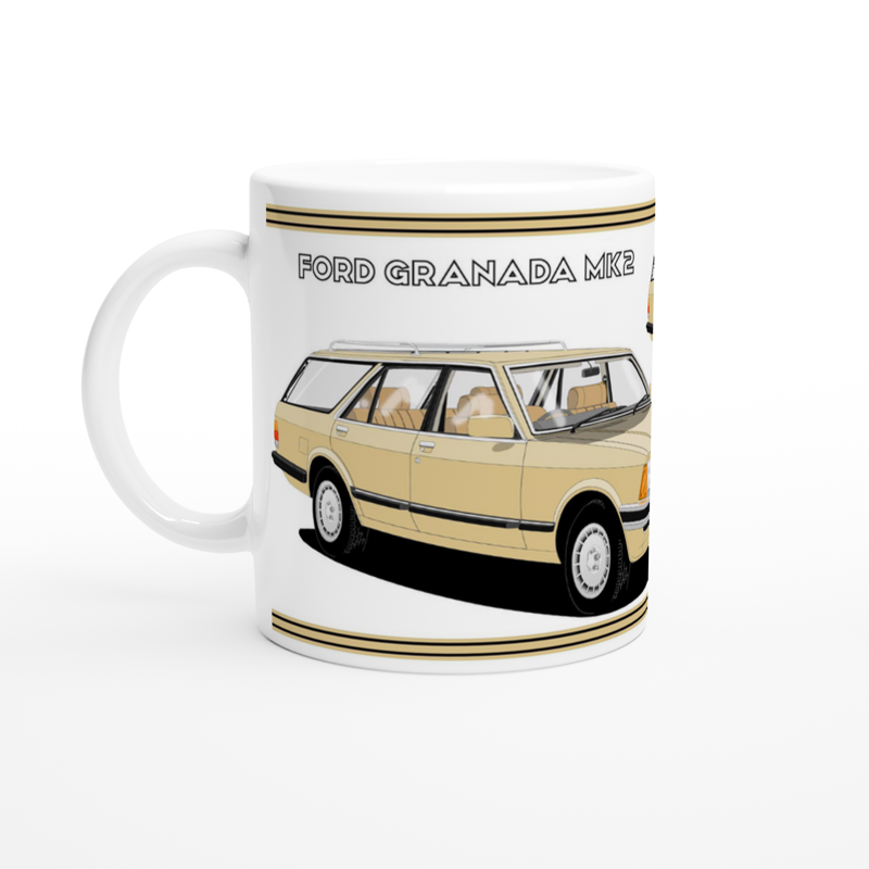 Ford Granada Mk2 Ghia facelift estate in gold Art Mug