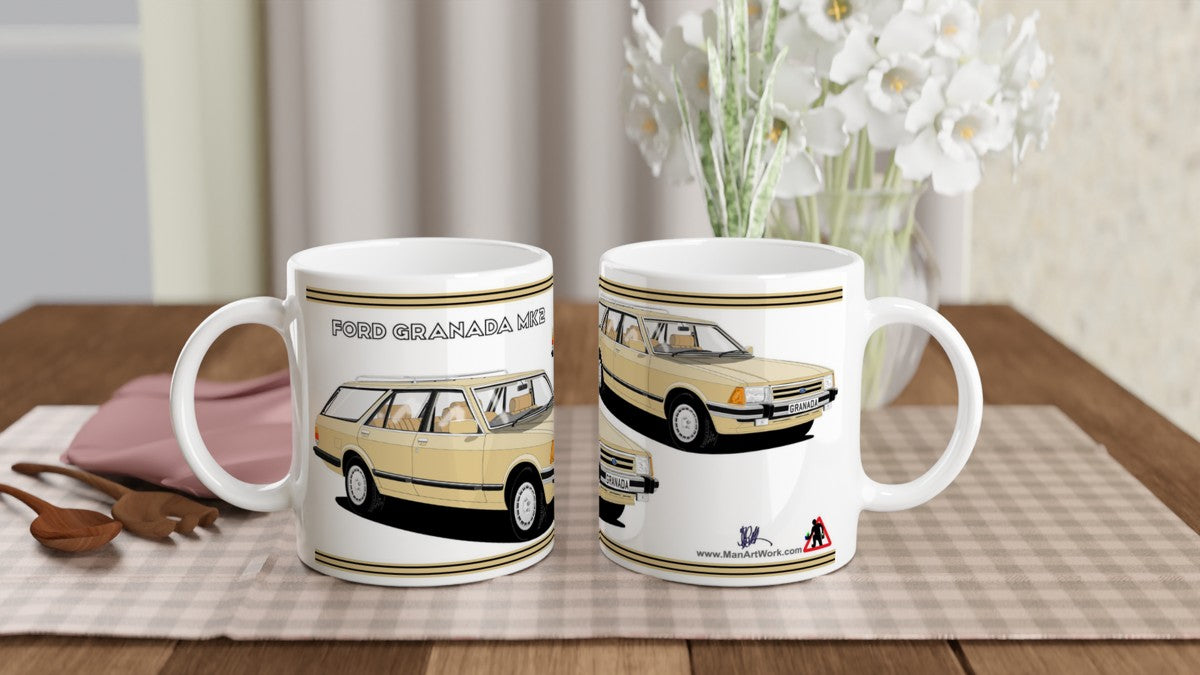 Ford Granada Mk2 Ghia facelift estate in gold Art Mug