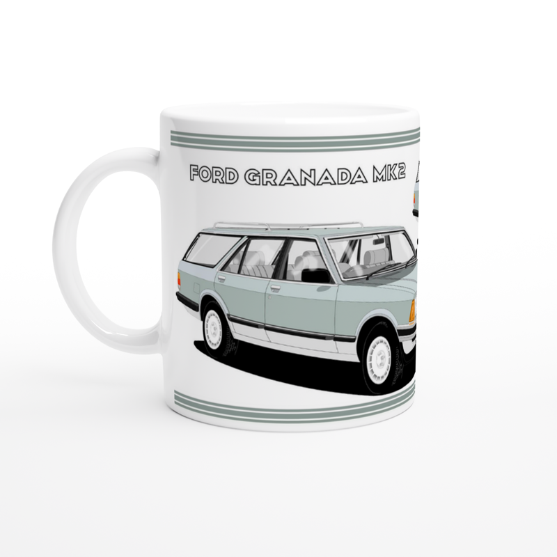 Ford Granada Mk2 Ghia X Estate facelift in Green & Silver Art Mug