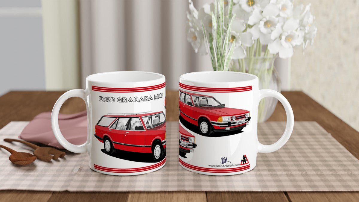 Ford Granada Mk2 Ghia X Estate facelift in Red Art Mug