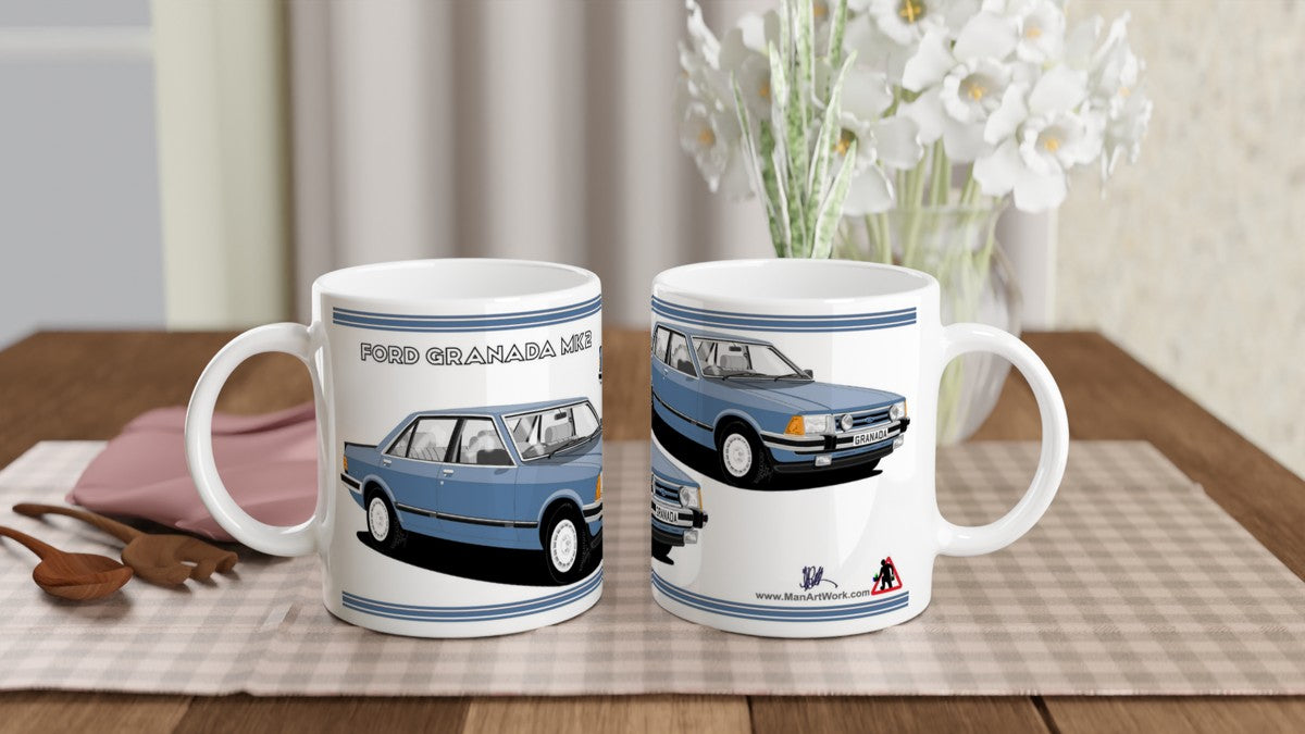 Ford Granada Mk2 Ghia X facelift in blue Art Mug