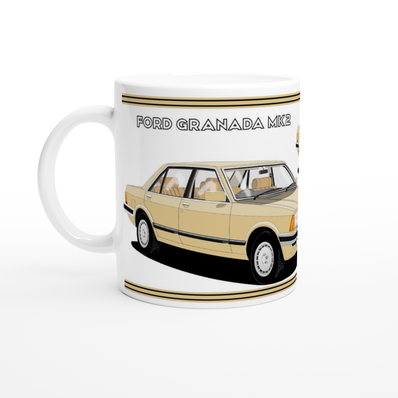 Ford Granada Mk2 Ghia facelift in gold Art Mug