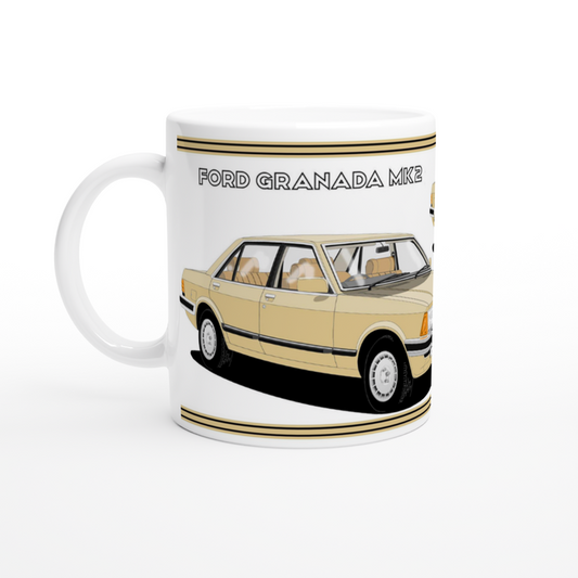 Ford Granada Mk2 Ghia facelift in gold Art Mug