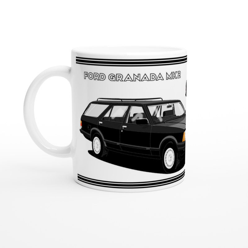 Ford Granada Mk2 Injection Sport Estate in Black Art Mug