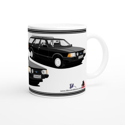 Ford Granada Mk2 Injection Sport Estate in Black Art Mug