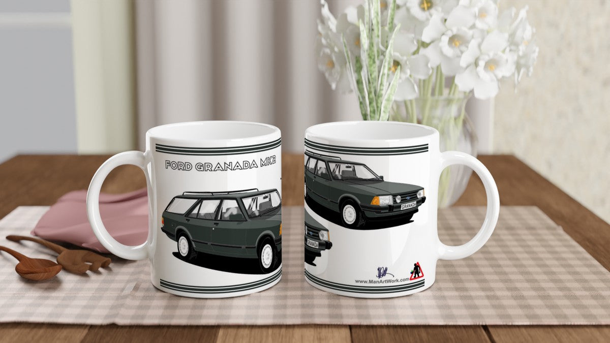 Ford Granada Mk2 Injection Sport Estate in Green Art Mug