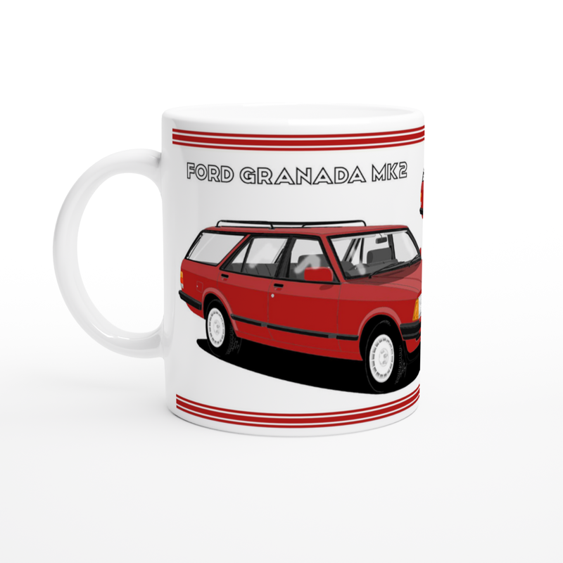 Ford Granada Mk2 Injection Sport Estate in Red Art Mug