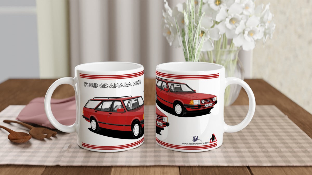 Ford Granada Mk2 Injection Sport Estate in Red Art Mug