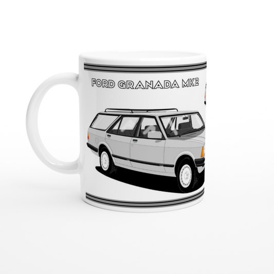 Ford Granada Mk2 Injection Sport Estate in Silver Art Mug