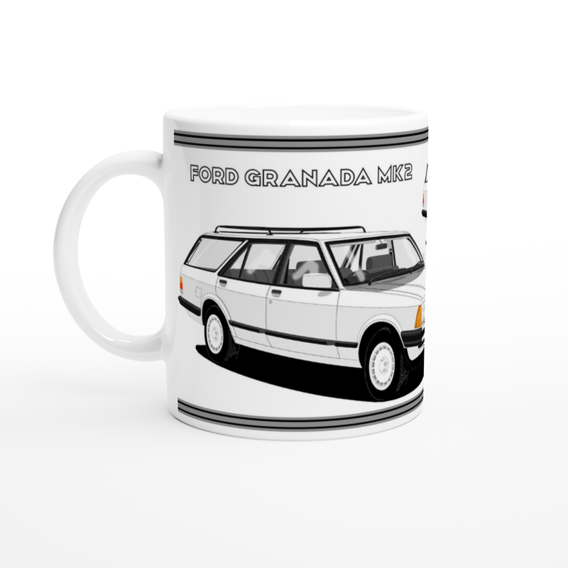 Ford Granada Mk2 Injection Sport Estate in White Art Mug