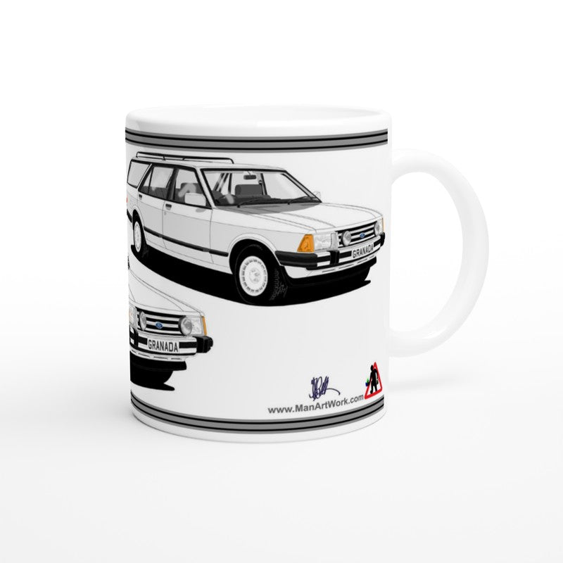 Ford Granada Mk2 Injection Sport Estate in White Art Mug