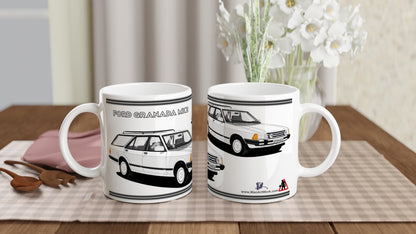 Ford Granada Mk2 Injection Sport Estate in White Art Mug