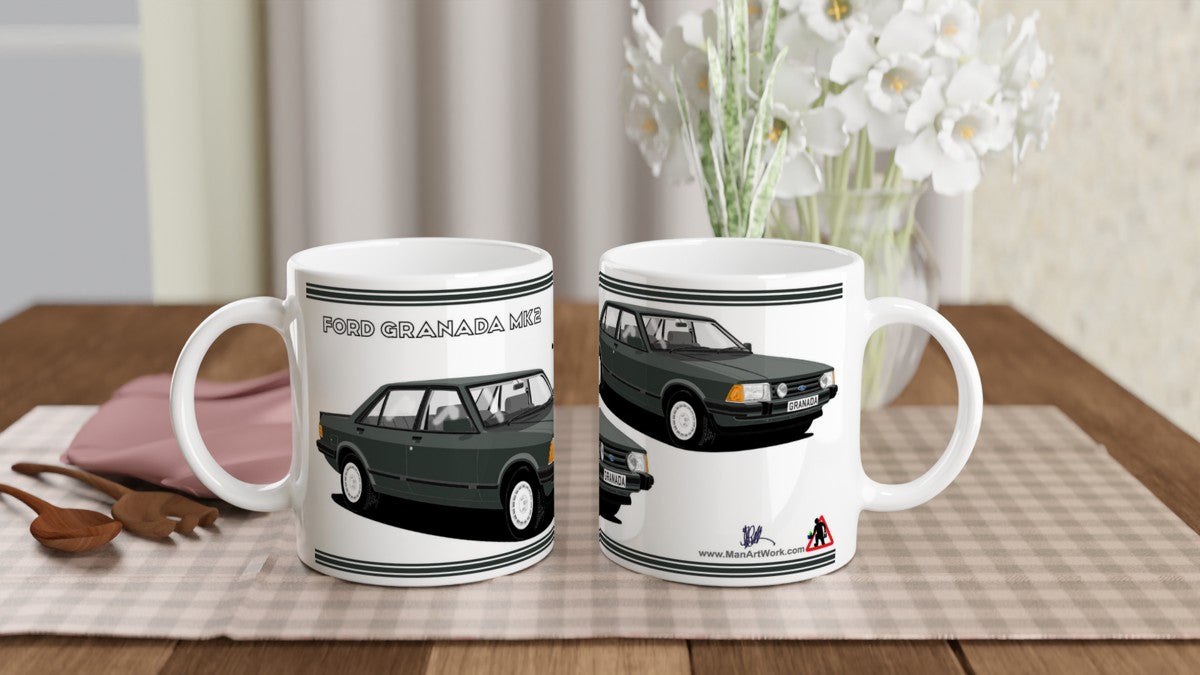 Ford Granada Mk2 Injection Sport in Green Art Mug