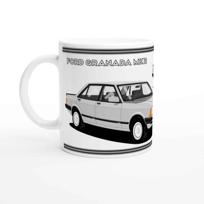 Ford Granada Mk2 Injection Sport in Silver Art Mug