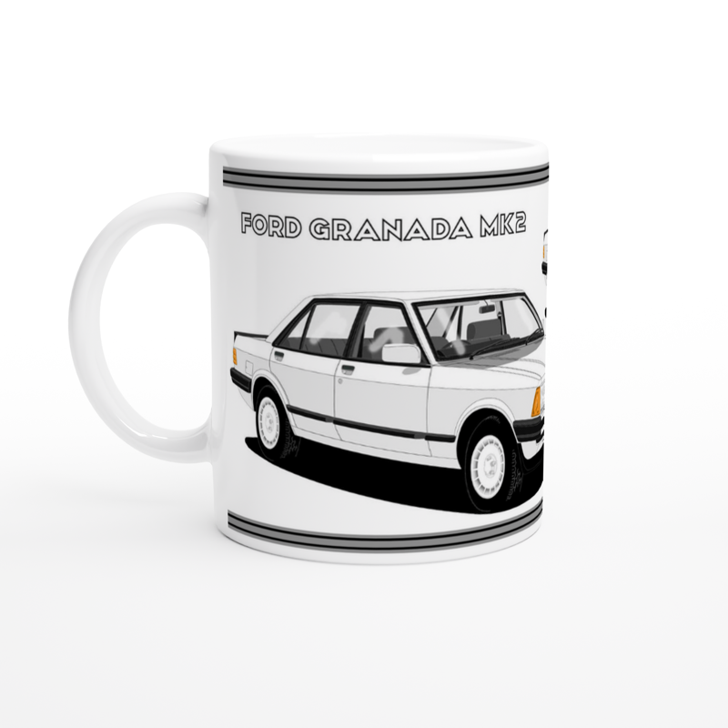 Ford Granada Mk2 Injection Sport in White Art Mug