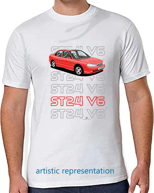 Ford Mondeo MK2 ST24 Hatchback in Red T Shirt