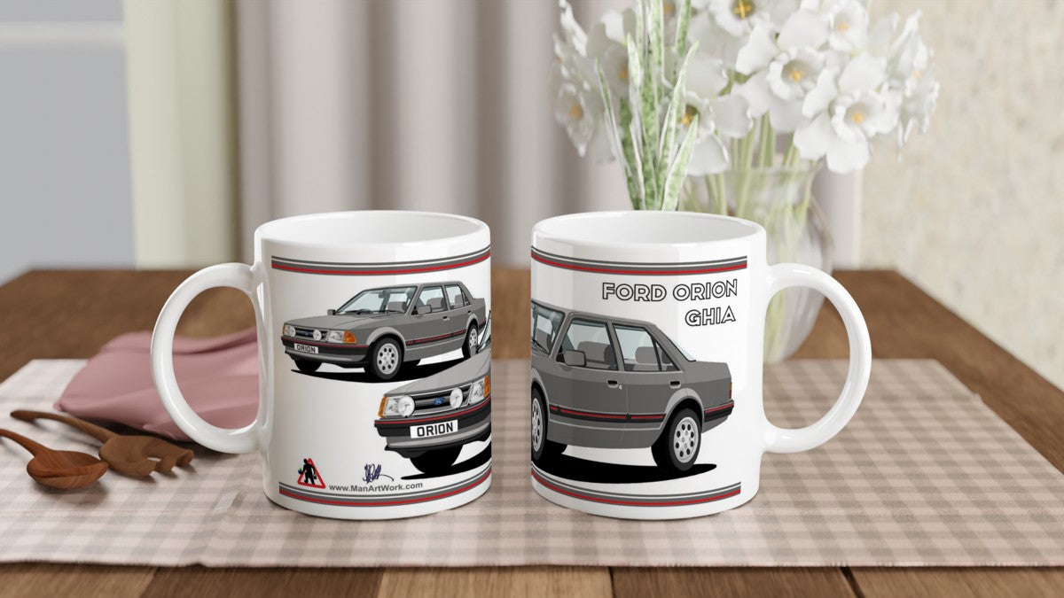 Ford Orion Mk1 Ghia in Grey with Pepperpots Art Mug