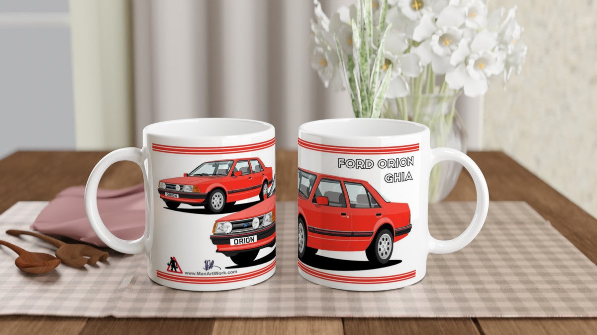 Ford Orion Mk1 Ghia in Red with Pepperpots Art Mug